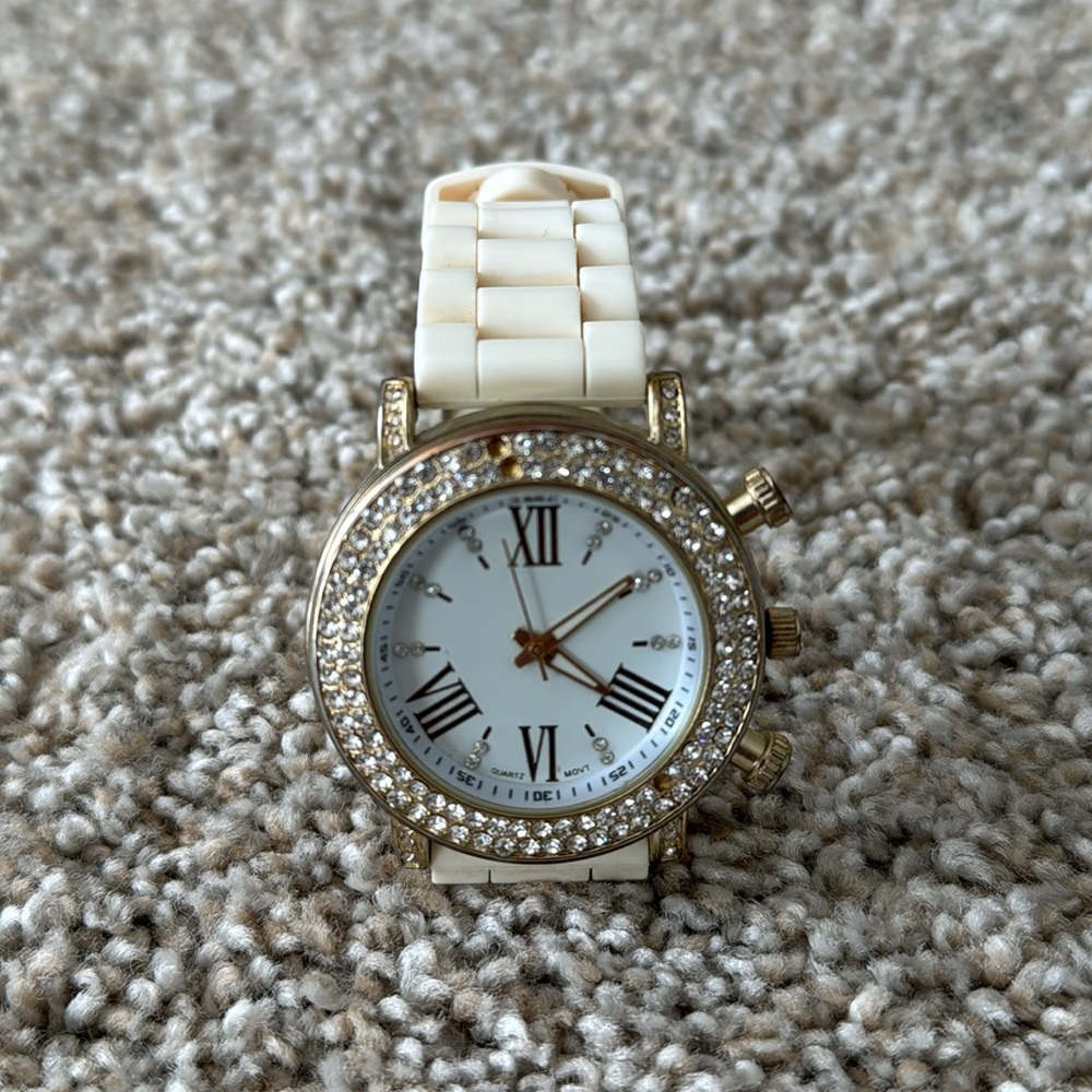 Crystal Accent Roman Numeral Analog Watch